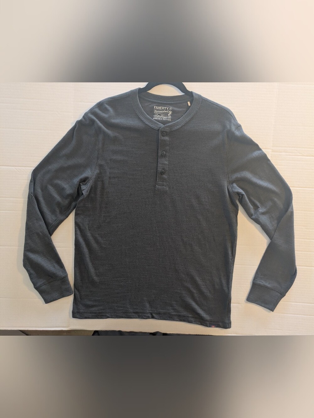 Faherty Dark Gray Long-Sleeve Henley Shirt- M (NWOT)